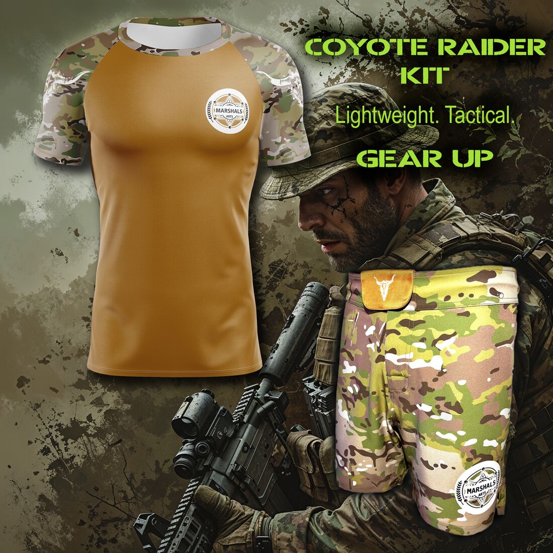 Coyote Raider Kit, rashguard and fight shorts